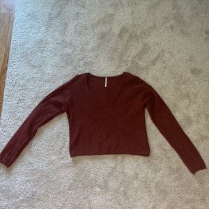 Free People - burnt orange/brown cropped sweater